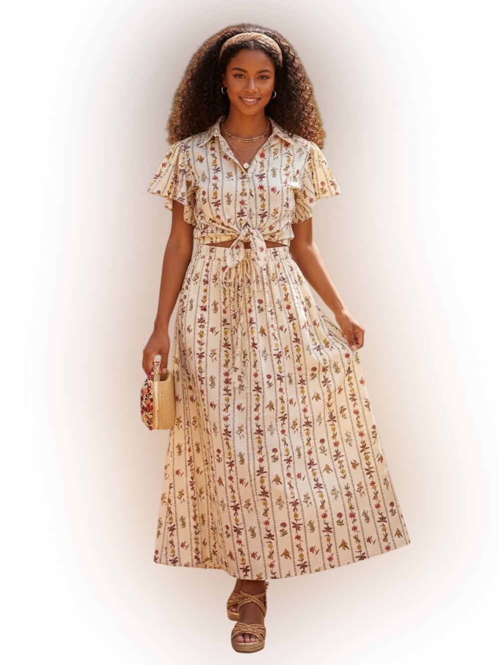 NWT Philosophy Republic Clothing Floral Cotton 2-Piece Skirt Top Set Size Large - Picture 2 of 16
